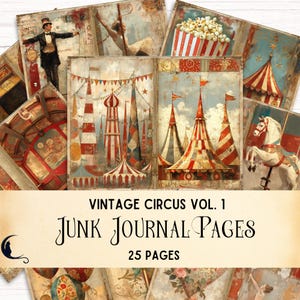 Circus Junk Journal Kit, Vintage Circus Ephemera, Printable Digital Paper, Junk Journal Pages, Unique Scrapbook Supplies, Collage Sheet