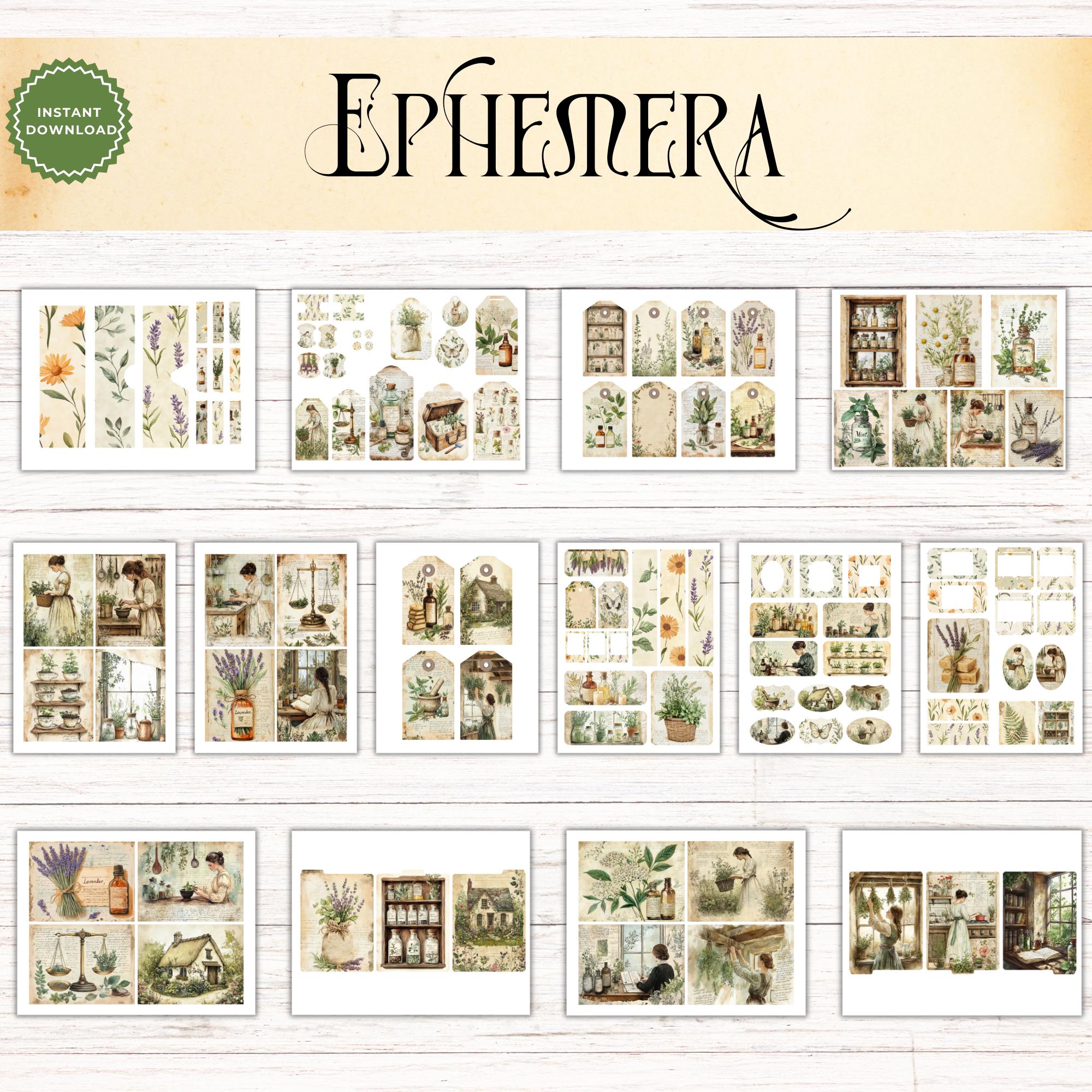 Herbal Apothecary Junk Journal Kit, Printable Folio Pocket, Cottagecore ...