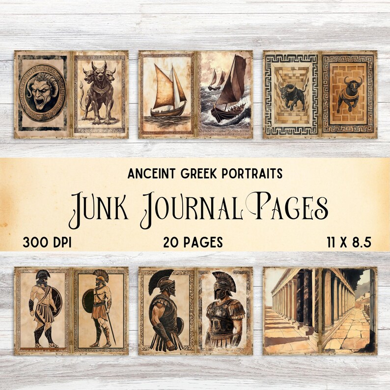 Ancient Greek Mythology Junk Journal, Medusa Scrapbook Paper Kit ...