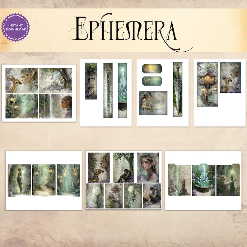 Elven Forest Junk Journal Kit, Printable Enchanted Woodland Folio Kit ...