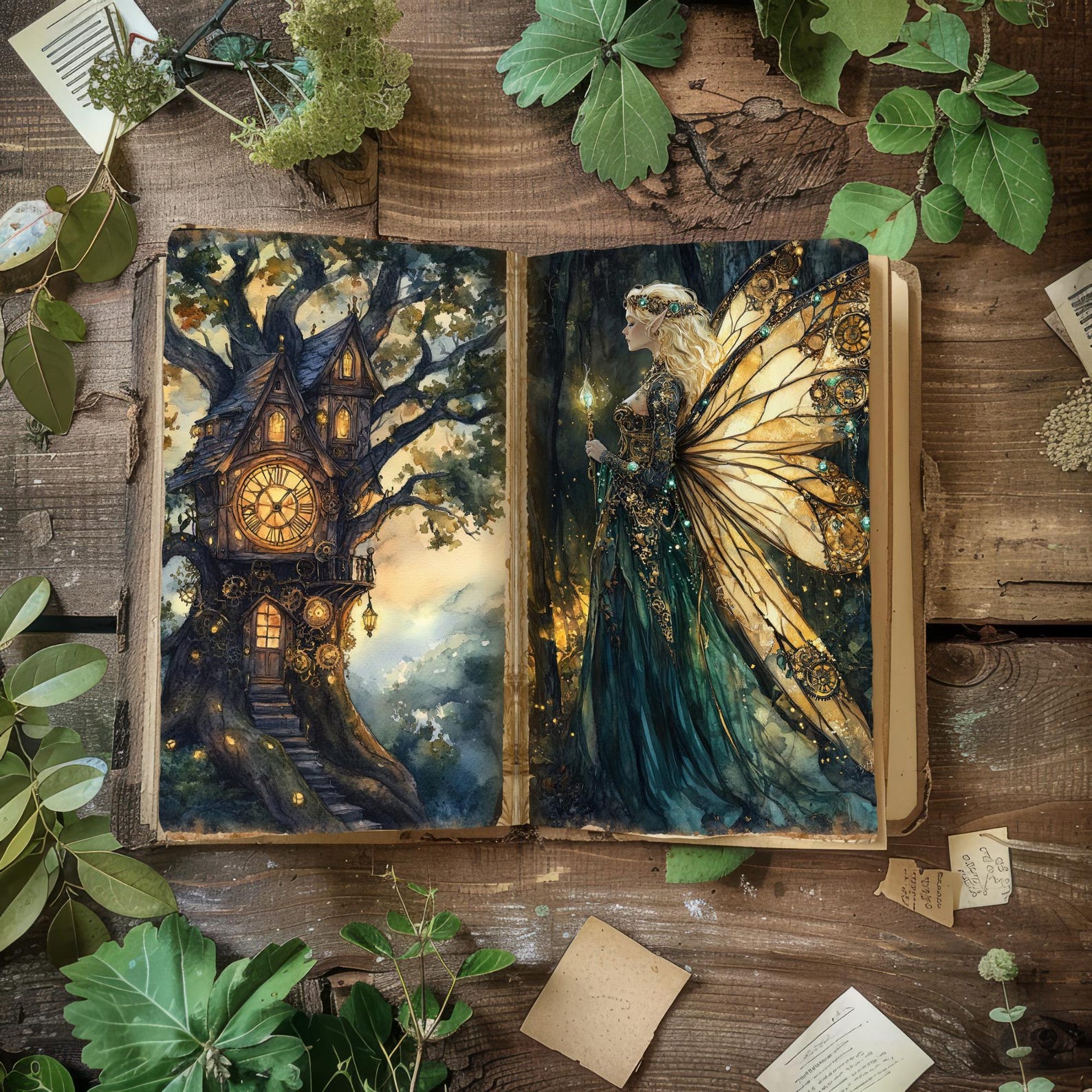 Steampunk Fairy Junk Journal Pages, Printable Steampunk Fairy Forest ...