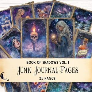 Celestial Witch Junk Journal Kit, Book of Shadows Printable Grimoire Pages, Witchy Ephemera, Fantasy Moon Astrology Digital Paper DIY Crafts