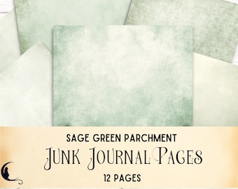 Sage Green Parchment – Vintage Neutral Backgrounds, Soft Textured Junk Journal Pages, Printable Scrapbook Paper Pack