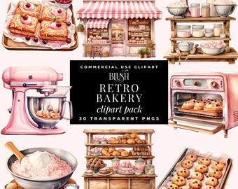 Watercolor Baking Clipart, Baking Supplies Png, Home Bakery Logo, Cookie Baking PNG, Culinary Clipart Set, Bakery Clip art Bundle