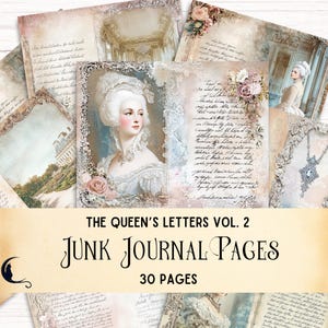 Marie Antoinette Junk Journal Kit Rococo Revival Digitaal Papier, Franse Revolutie Ephemera Queen's Letters Plakboek Kit Vintage Shabby Chic
