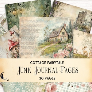Cottagecore Fairytale Junk Journal Kit, Printable Background Pages for Scrapbooking, Enchanted Ephemera, Whimsical Storybook Craft Supplies