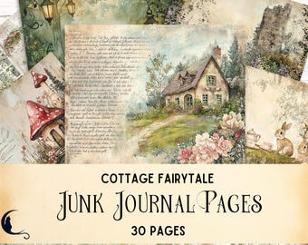 Cottagecore Fairytale Junk Journal Kit, Printable Background Pages for Scrapbooking, Enchanted Ephemera, Whimsical Storybook Craft Supplies