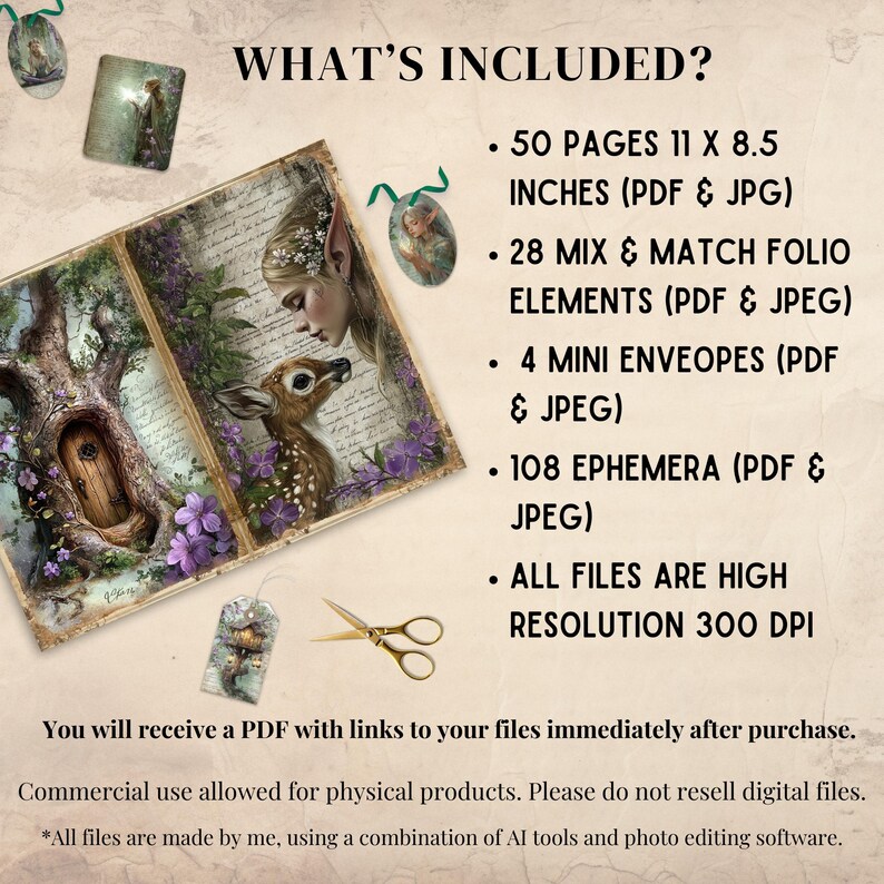 Elven Forest Junk Journal Kit, Printable Enchanted Woodland Folio Kit ...