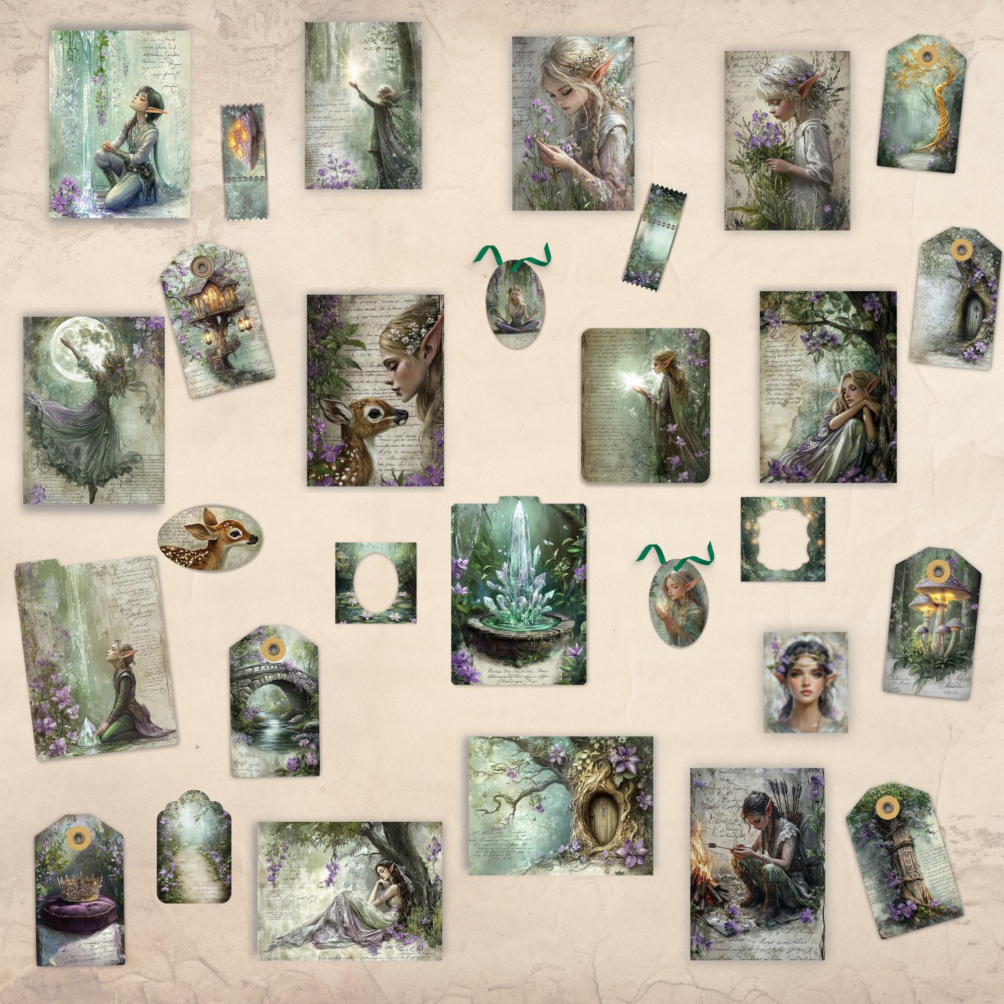 Enchanted Elven Forest Junk Journal Ephemera Kit, Printable Ephemera ...