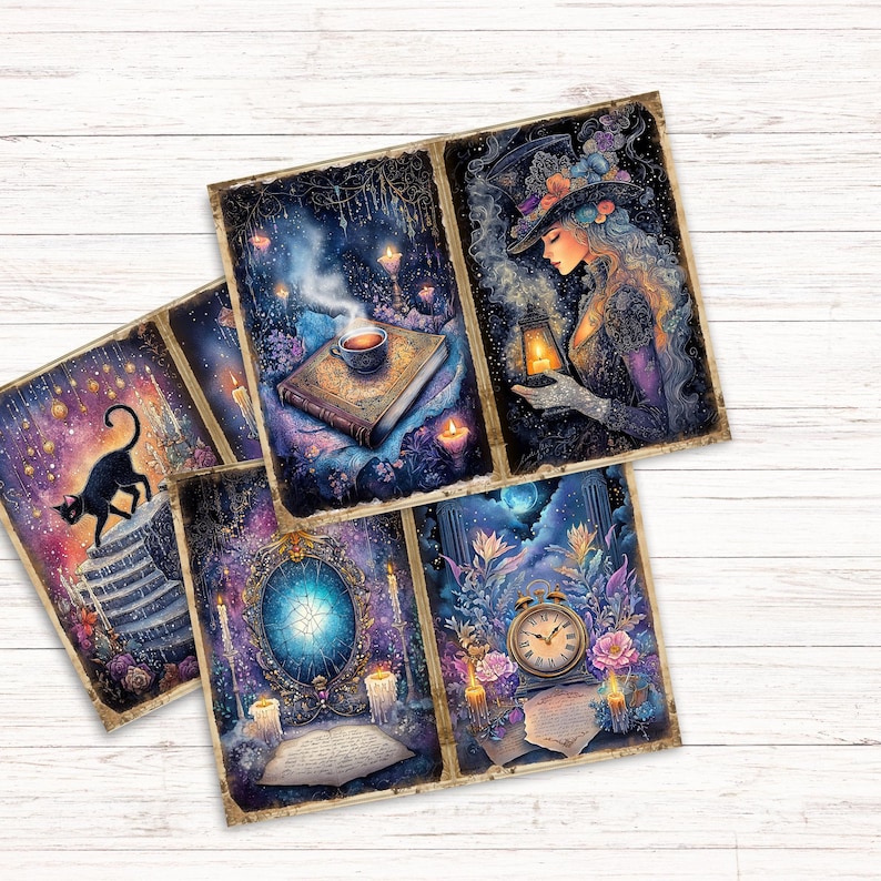 Mystic Witch Junk Journal Kit, Printable Folio Pocket, Vintage Ephemera ...