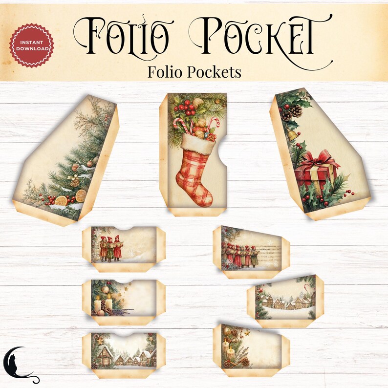 Rustic Christmas Junk Journal Folio Kit | Printable Pocket Ephemera ...