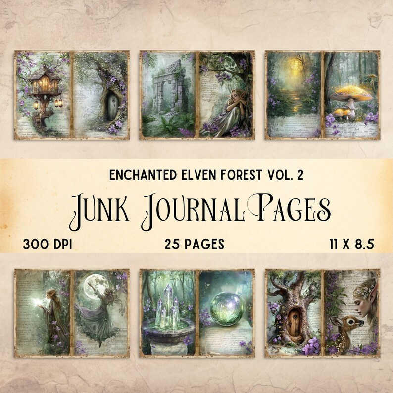 Elven Forest Junk Journal Pages, Fantasy Scrapbook Paper, Printable ...