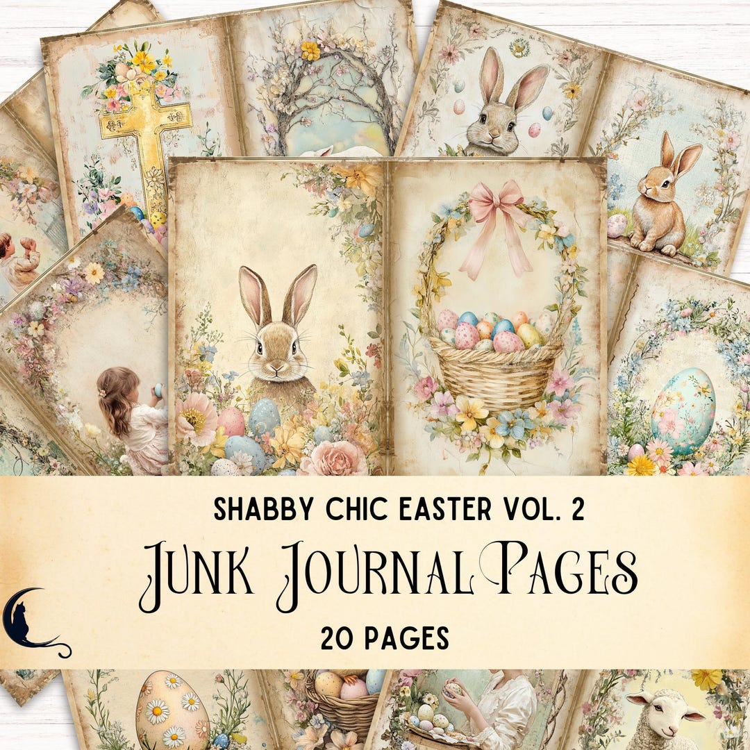 Shabby Chic Easter Junk Journal Pages, Vintage Ephemera, Printable ...
