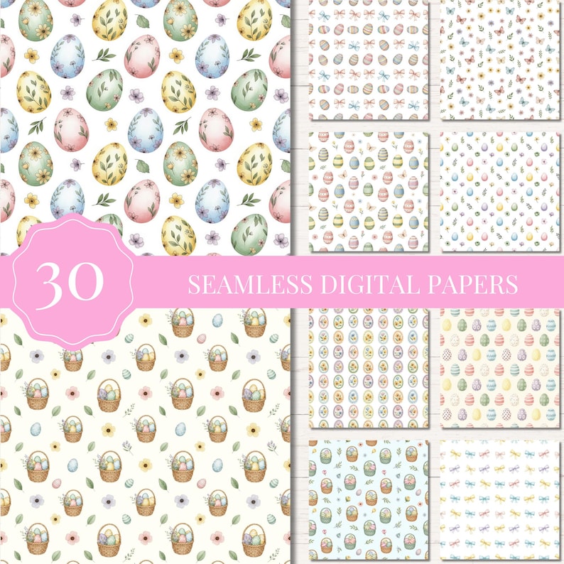 Storybook Easter Digital Paper Pack, Seamless Patterns for Scrapbooking ...