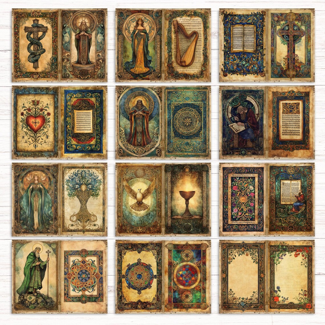 Illuminated Manuscript Junk Journal Kit, Vintage Medieval Art Ephemera ...