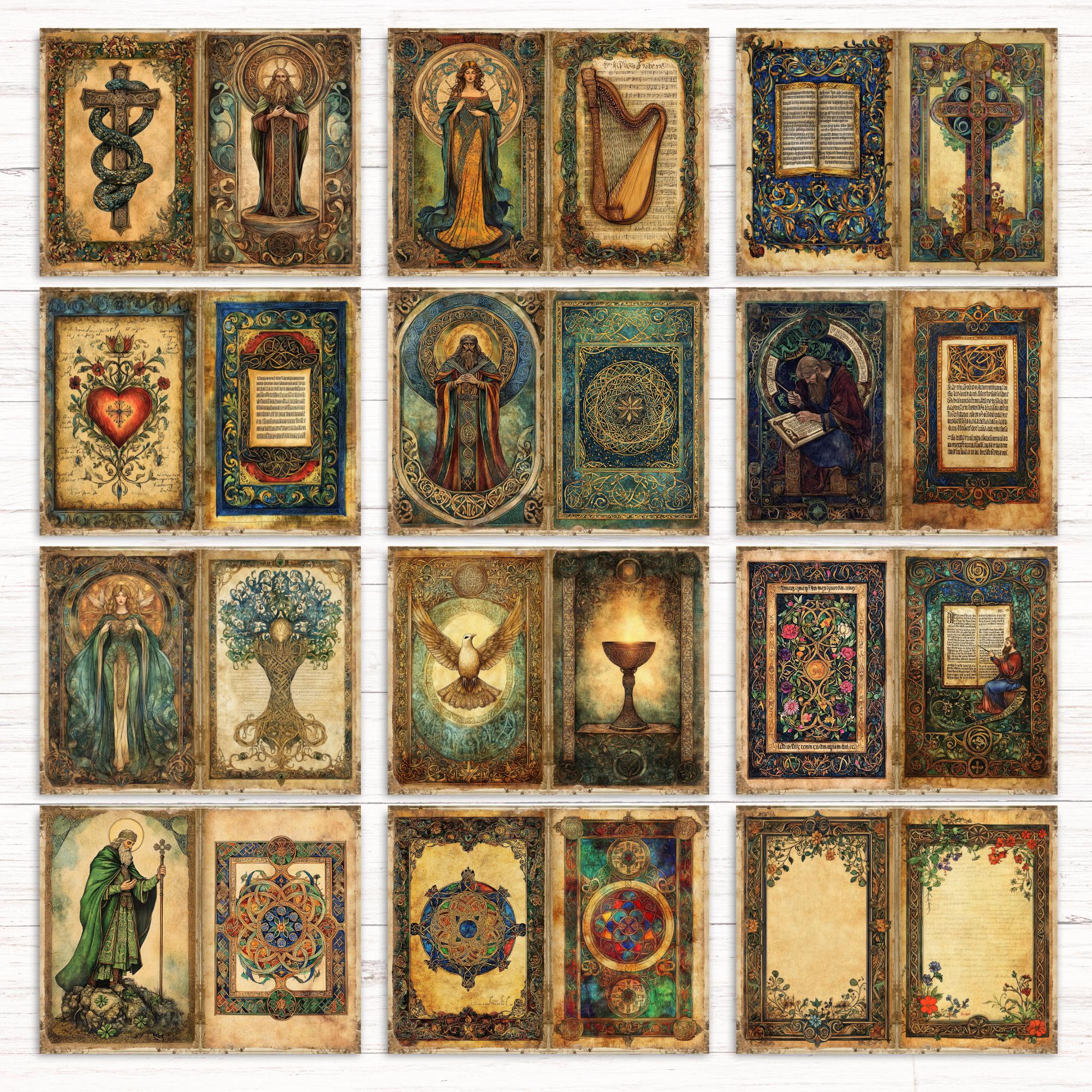 Illuminated Manuscript Junk Journal Kit, Vintage Medieval Art Ephemera ...