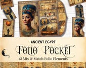 Ancient Egypt Folio Kit, Vintage Scrapbook Egypt Mythology Printable Ephemera, Unique Crafting Supplies for Junk Journals Cards Tags Pockets
