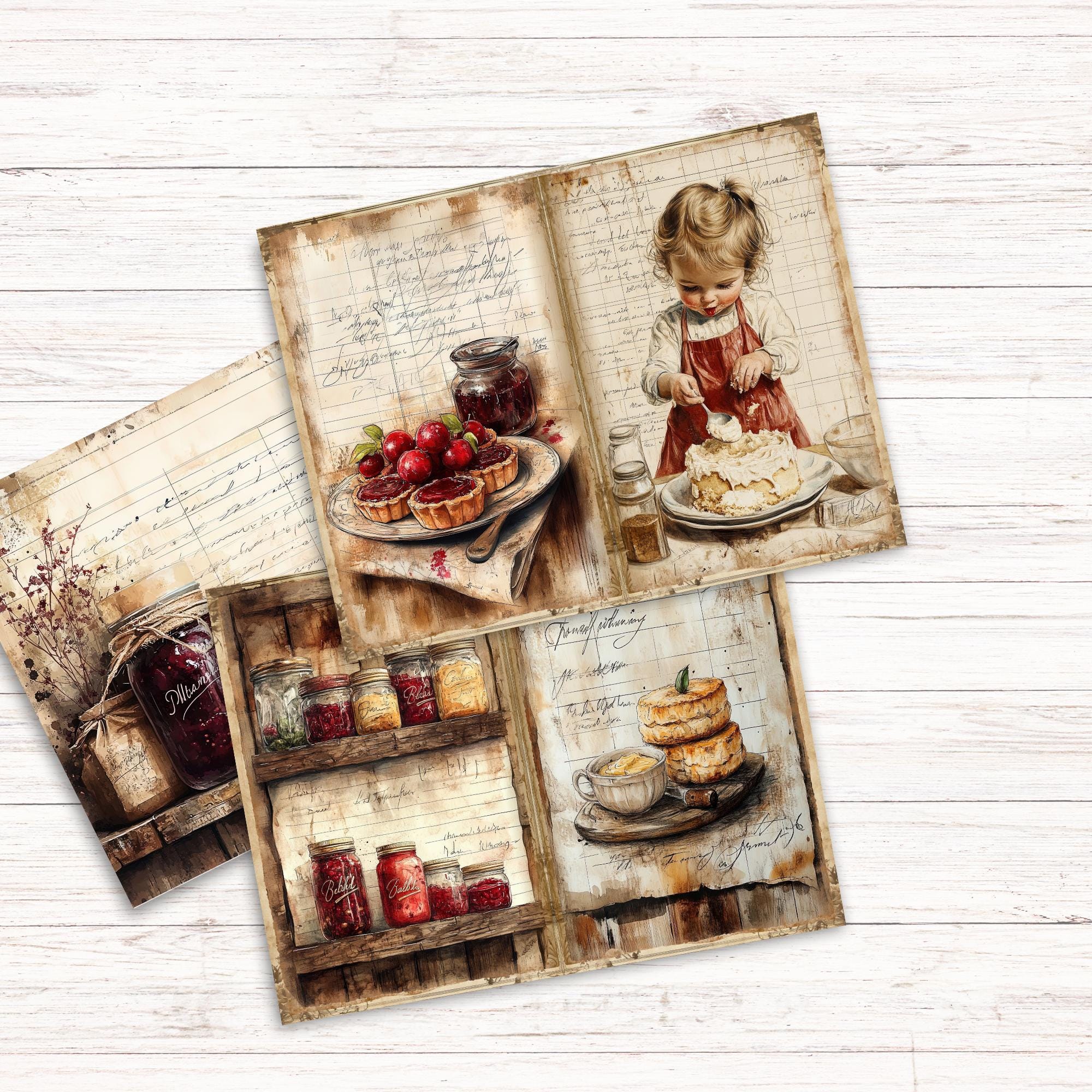 Grandmas Rustic Kitchen Junk Journal Kit, Printable Folio Pocket ...