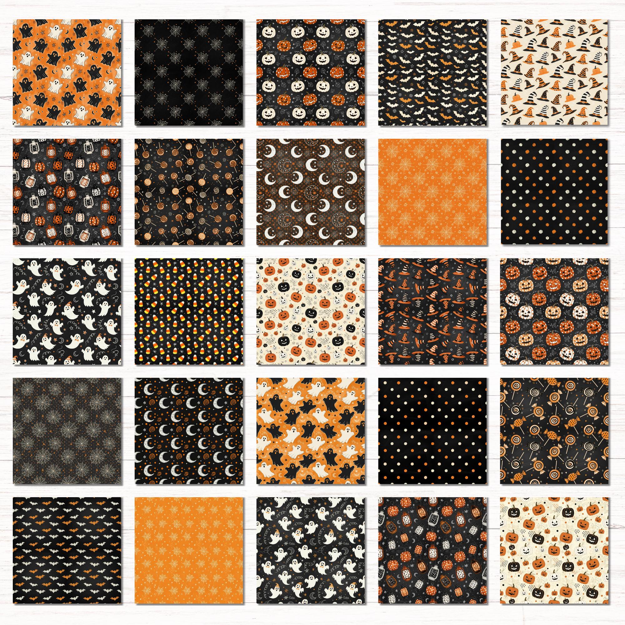 Seamless Spooky Season Digital Paper Pack, Halloween Patterns for Junk ...