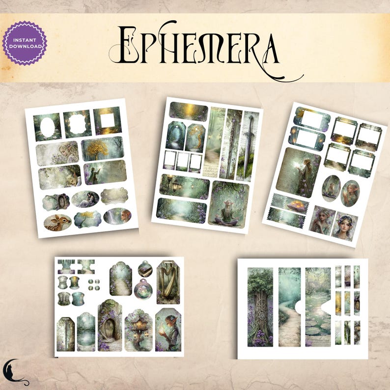 Elven Forest Junk Journal Kit, Printable Enchanted Woodland Folio Kit ...