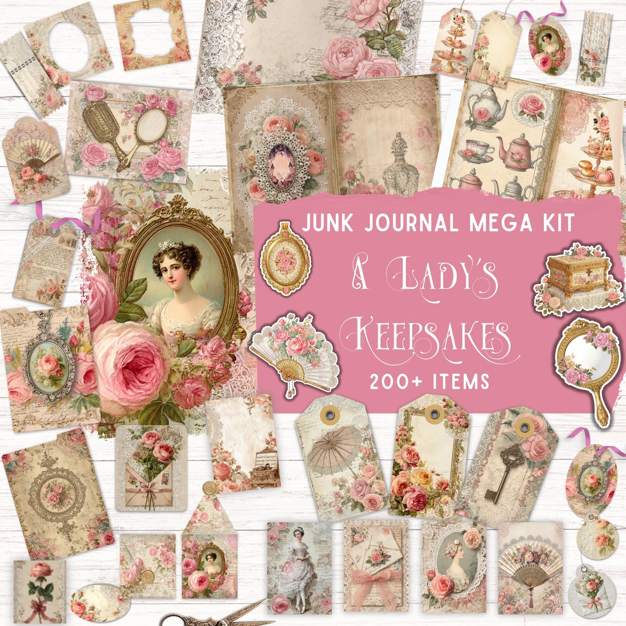 A Lady's Keepsakes Junk Journal Kit, Printable Folio Pocket, Vintage ...