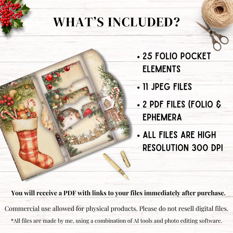Rustic Christmas Junk Journal Folio Kit | Printable Pocket Ephemera ...