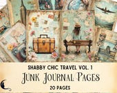 Shabby Chic Travel Junk Journal Kit, Vintage Ephemera, Printable Travel Memories Pages, DIY Scrapbooking Supplies, Retro Collage Sheet Craft