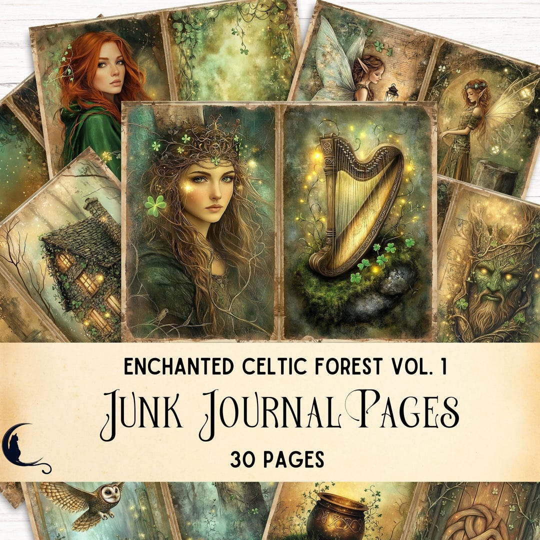 Enchanted Celtic Forest Junk Journal Kit, Printable Elven Fantasy ...