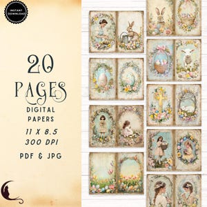 Shabby Chic Easter Junk Journal Pages, Vintage Ephemera, Printable ...