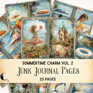 Kit de diario basura Summertime Charm, páginas de playa digitales, efímeras costeras imprimibles para manualidades, álbumes de recortes, proyectos de bricolaje, viajes de vacaciones
