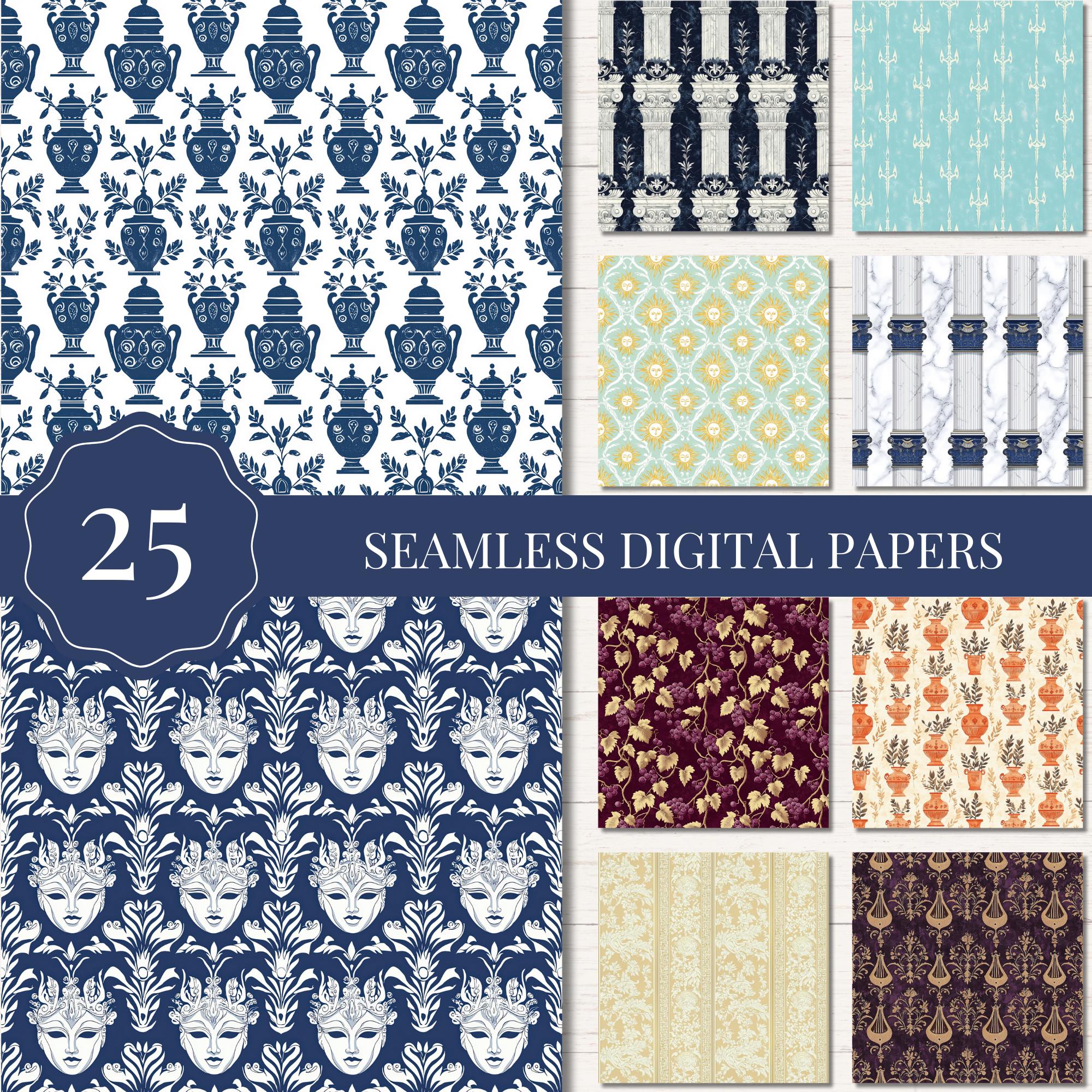 Seamless Ancient Greece Digital Paper Pack, Greek Patterns for ...