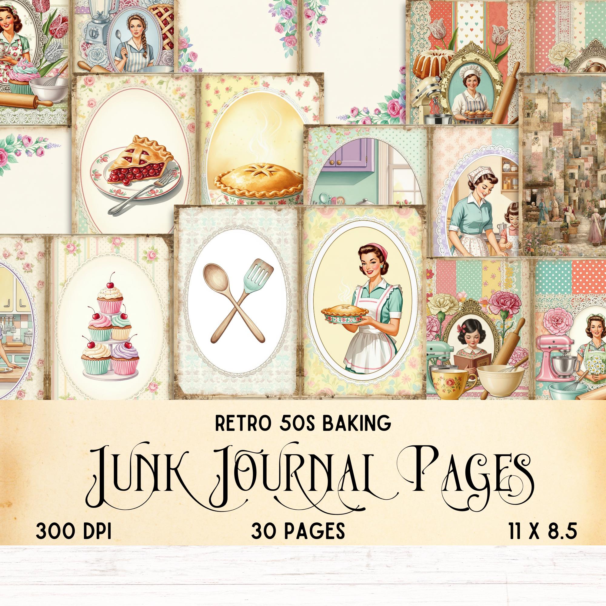 Retro 50s Baking Junk Journal Kit, 1950s Kitchen Scrapbook Pages ...