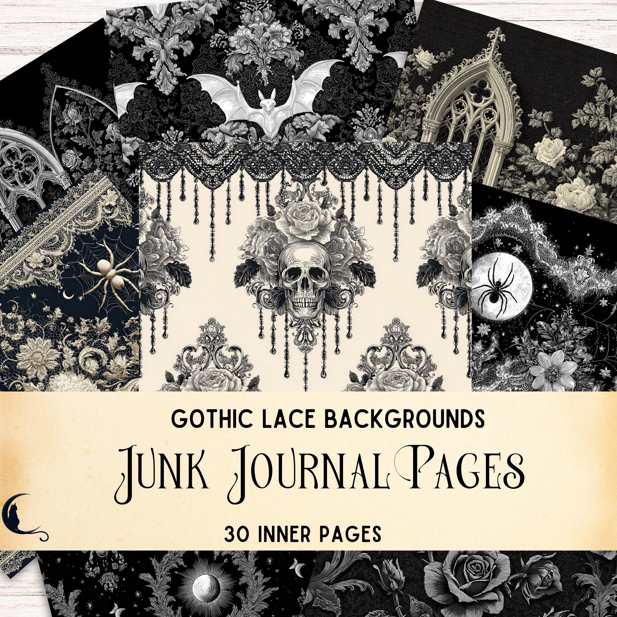 Gothic Lace Backgrounds, Junk Journal Pages, Vintage Printable