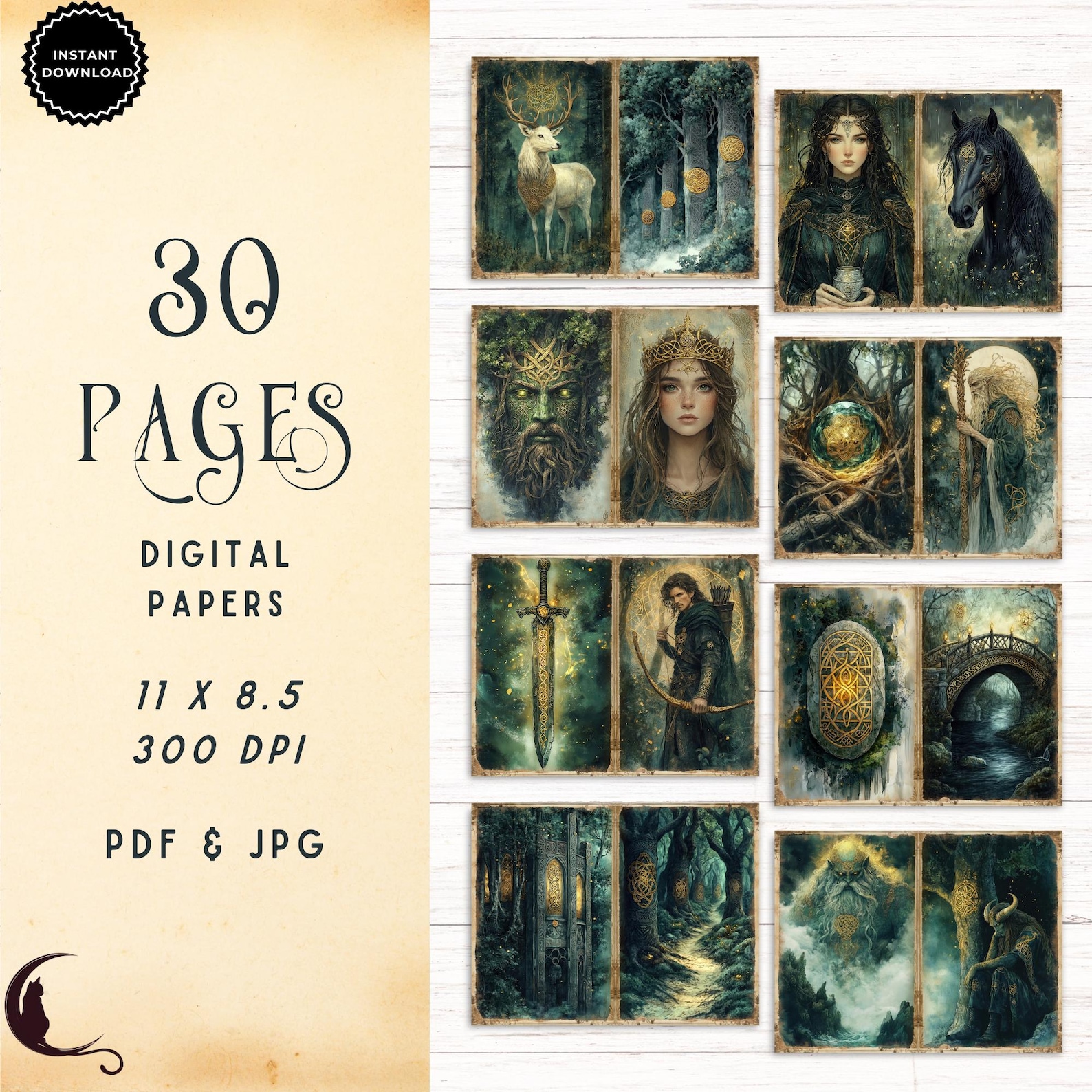 Celtic Myth & Magic Junk Journal Kit, Printable Enchanted Forest Lore ...