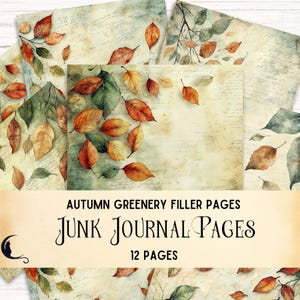 Outono Verde Junk Journal Filler Pages Botanical Ephemera Herbal Nature Printable Scrapbook Vintage Rustic Fall Forest Digital Paper Pack