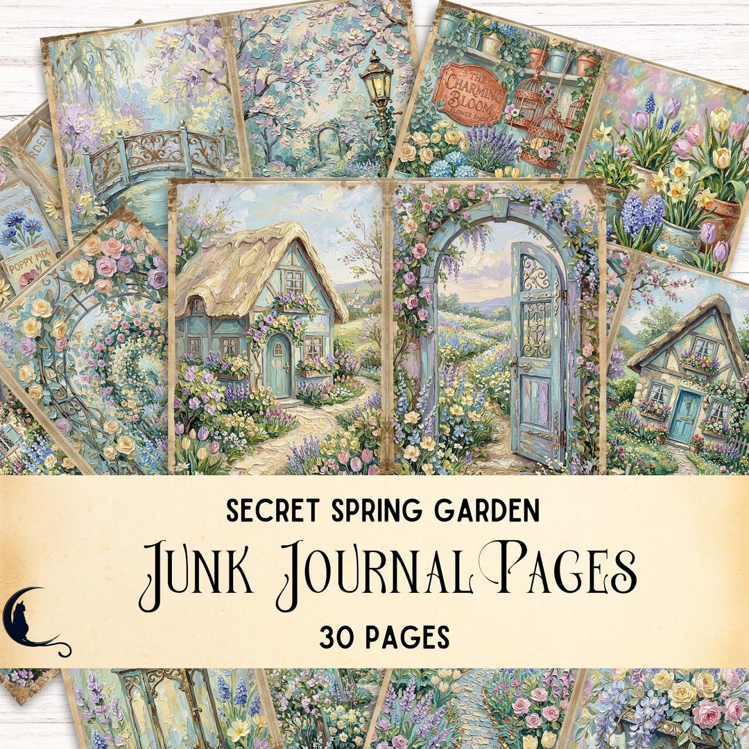 Secret Spring Garden Junk Journal Pages, Printable Floral Ephemera ...