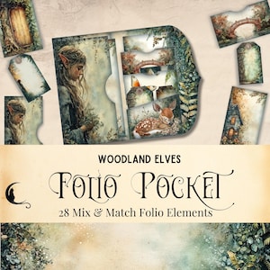 Kit folio de journal indésirable pour elfes des bois enchantés | Ephemera de poche imprimable | Folio pliable, éphémères féeriques fantastiques, forêt elfique magique