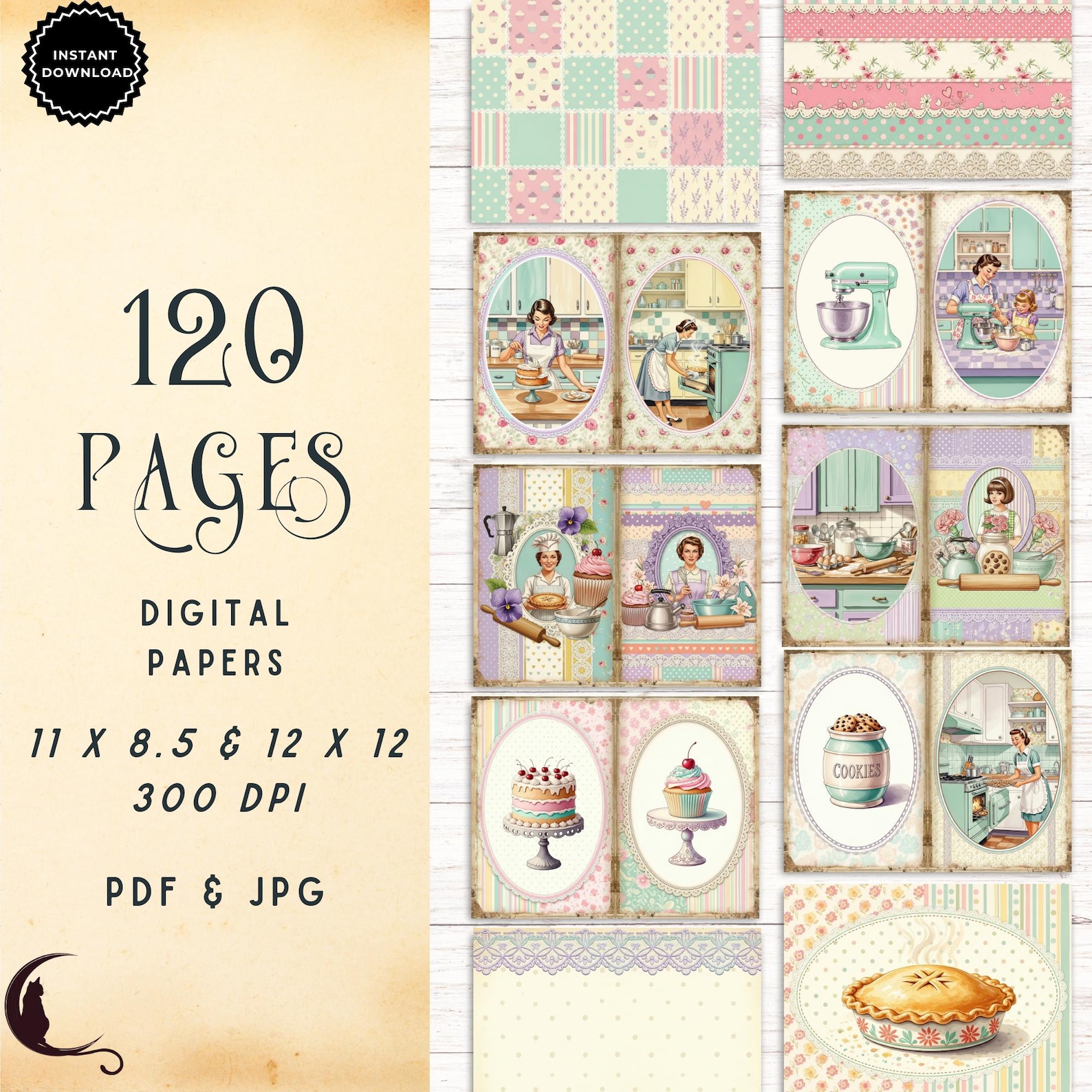 Retro 50s Baking Junk Journal Kit, Printable Folio Pocket, 1950s ...