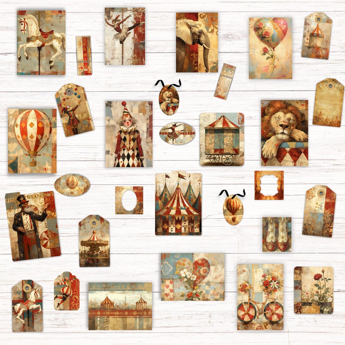 Vintage Circus Junk Journal Ephemera Kit, Printable Ephemera, Digital ...