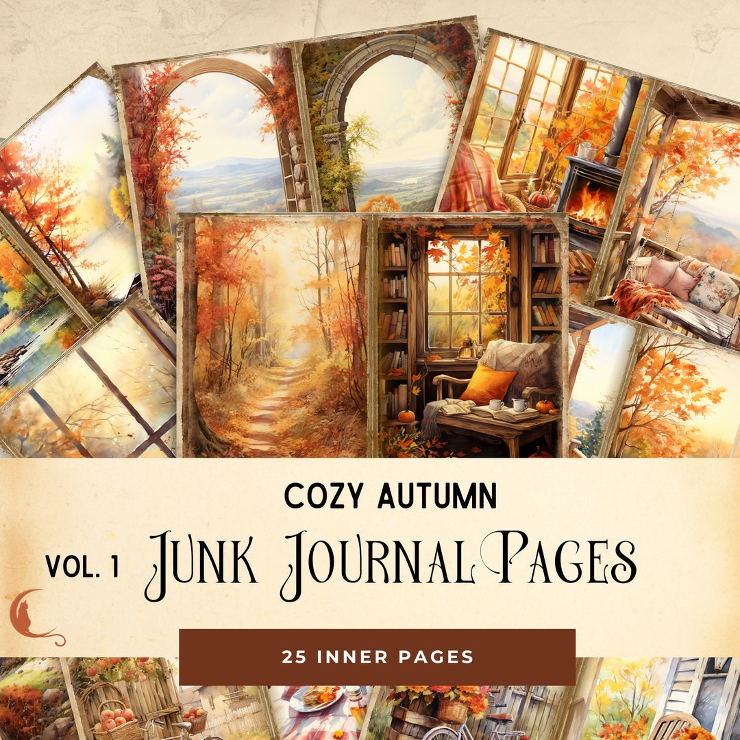 Cozy Autumn Junk Journal Paper L | Printable Paper | Digital Collage ...