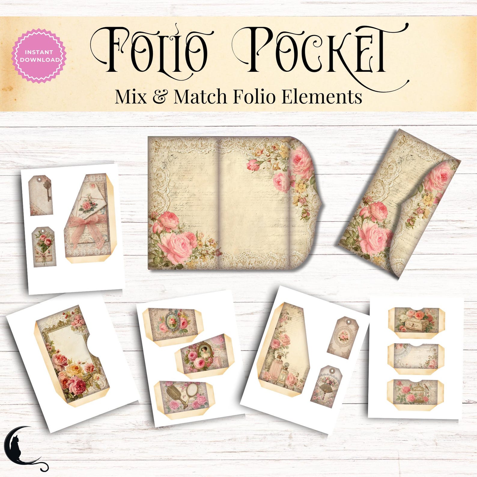 A Lady's Keepsakes Junk Journal Kit, Printable Folio Pocket, Vintage ...