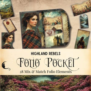 Vintage Scottish Junk Journal Folio Pocket Kit, Sassenach imprimable pliant Folio Unique Ecosse Ephemera Highlander Journal Fournitures d'artisanat