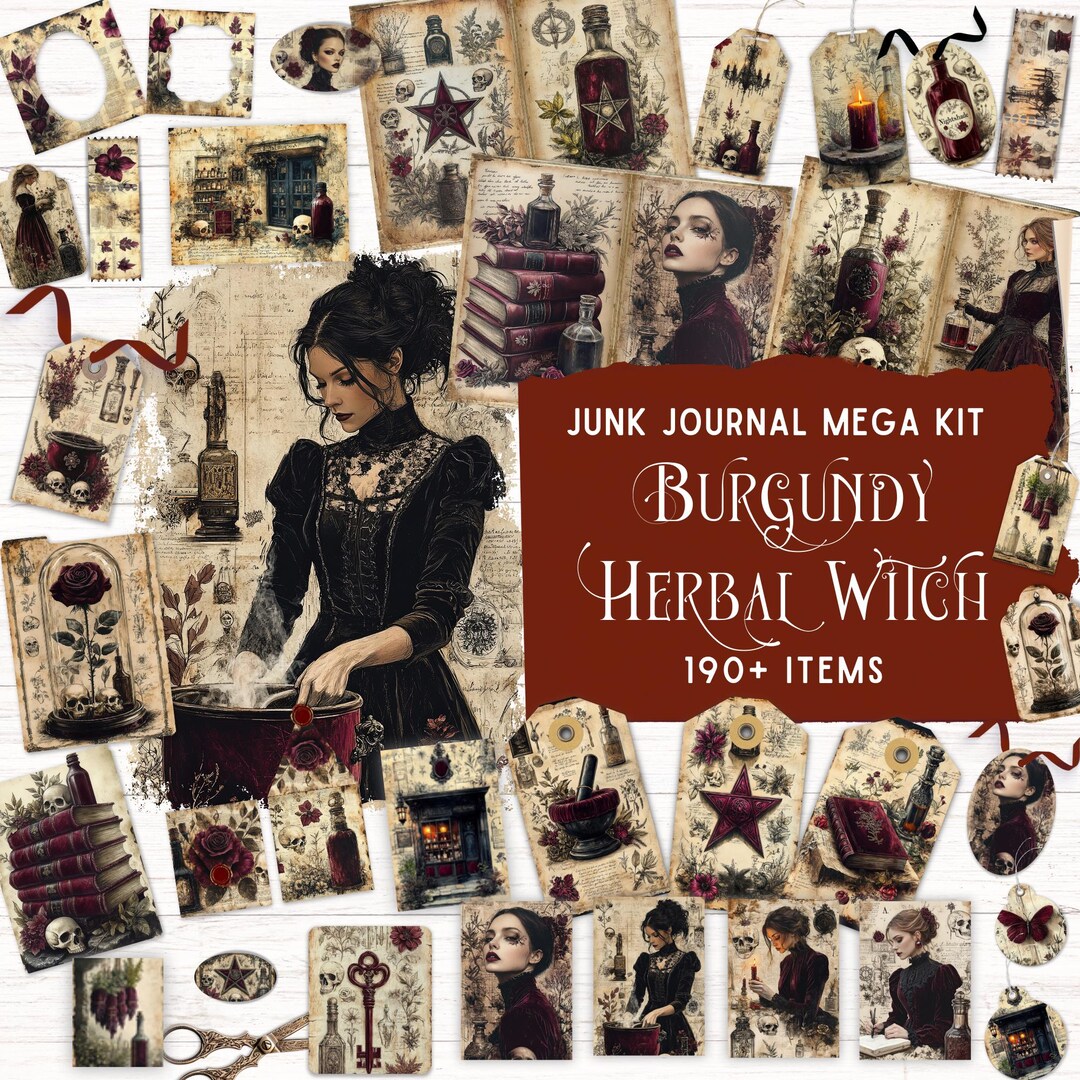 Herbal Witch Junk Journal Kit, Vintage Apothecary Ephemera, Printable ...
