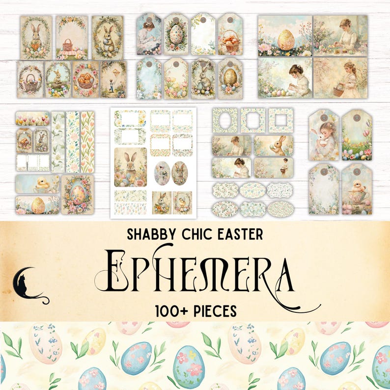 Shabby Chic Easter Junk Journal Ephemera Kit, Vintage Spring ...