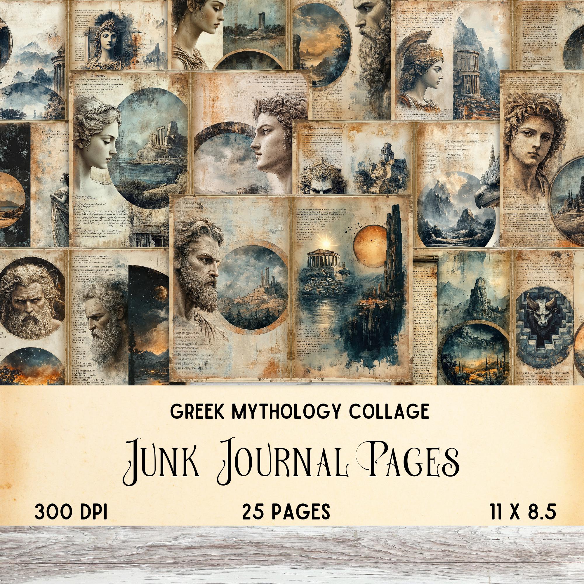 Ancient Greek Mythology Junk Journal Pages, Digital Collage Sheets ...