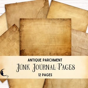 Antique Parchment Junk Journal Pages Digital Vintage Paper Aged Distressed Printable Background Old Texture Horizontal Filler Scrapbook Kit