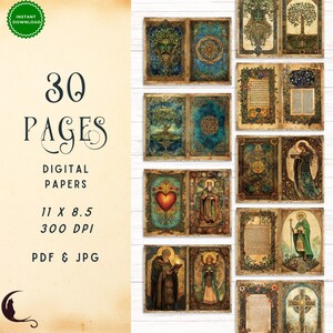 Illuminated Manuscript Junk Journal Kit, Vintage Medieval Art Ephemera ...