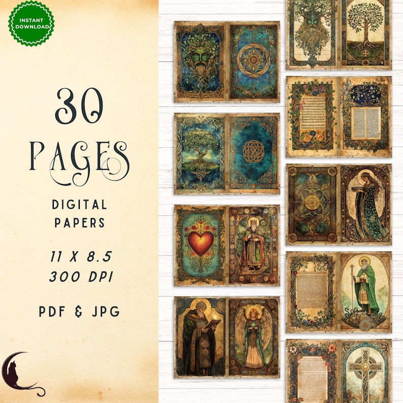 Illuminated Manuscript Junk Journal Kit, Vintage Medieval Art Ephemera ...