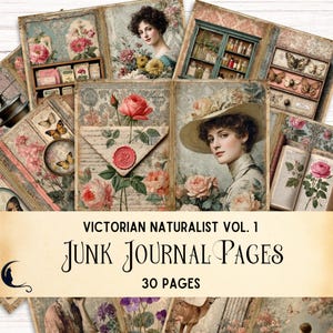 Victorian Naturalist Junk Journal Kit, Printable Vintage Garden Ephemera, Botanical Floral Digital Scrapbook Paper Garden DIY Craft Supplies