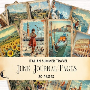 Italy Junk Journal Kit Summer Travel Ephemera Printable Italian Countryside Pages Vintage Amalfi Tuscany Scrapbook Supply Venice Rome Europe
